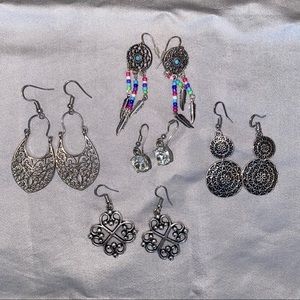 5-pair earrings silver tone nickel free